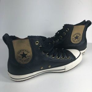 CONVERSE- SZ 9.5 - Black/Gold  Leather All Star